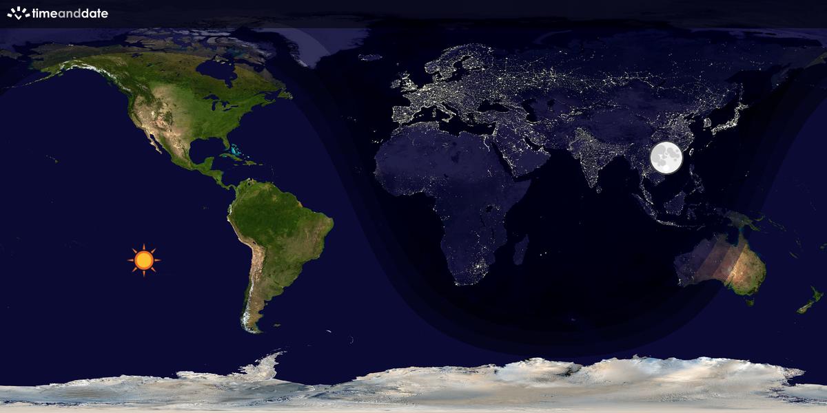 Verdenskart som viser dag og natt 
