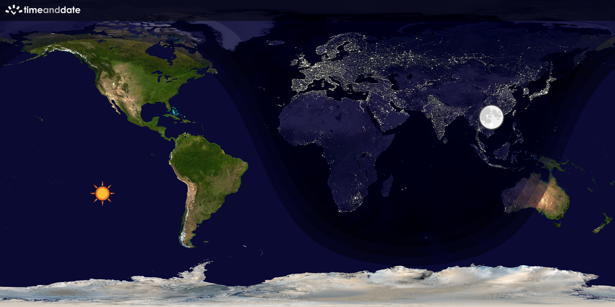Verdenskart som viser dag og natt 
