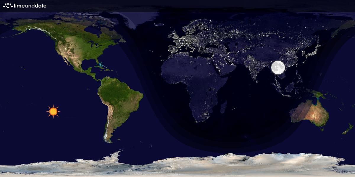 Verdenskart som viser dag og natt 