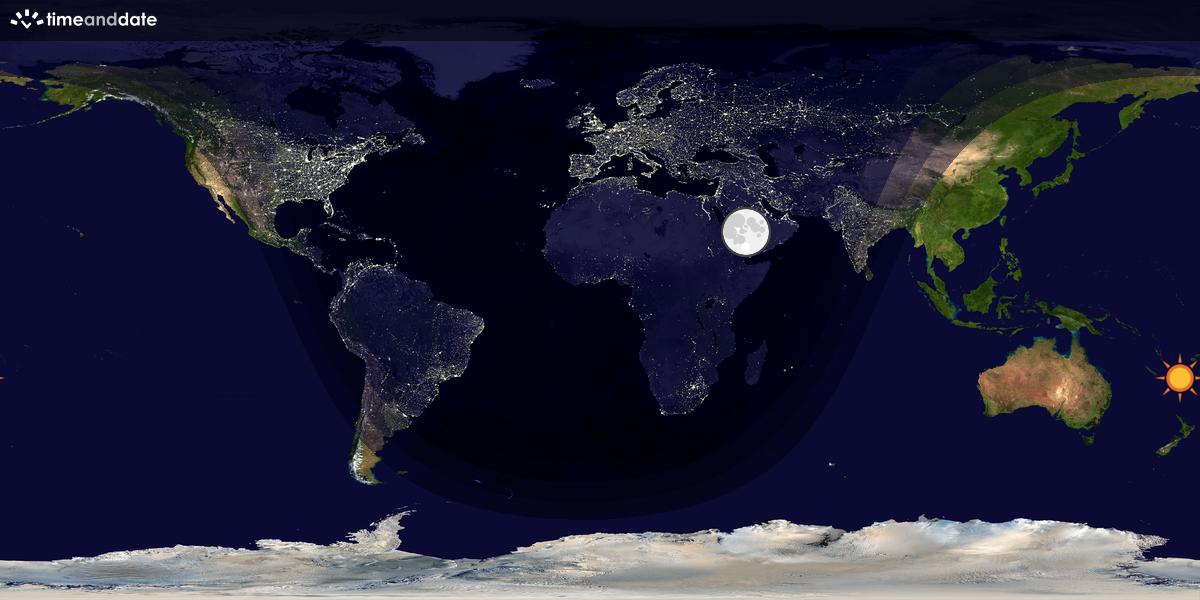 Verdenskart som viser dag og natt 