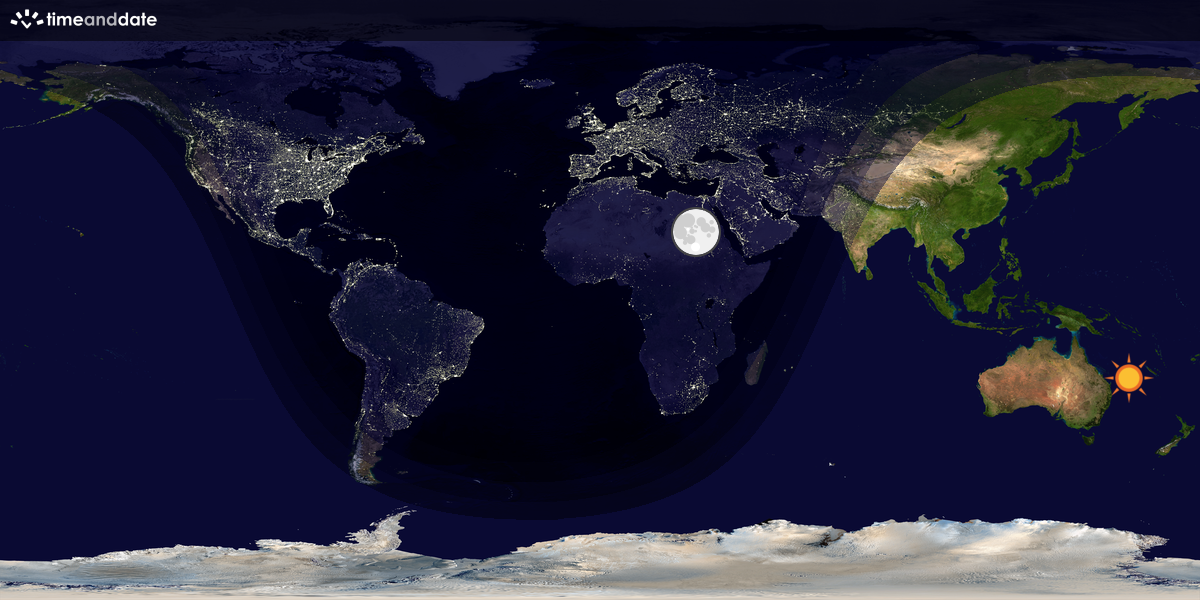 Verdenskart som viser dag og natt 