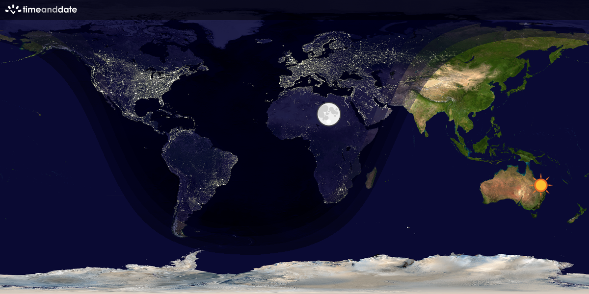 Verdenskart som viser dag og natt 