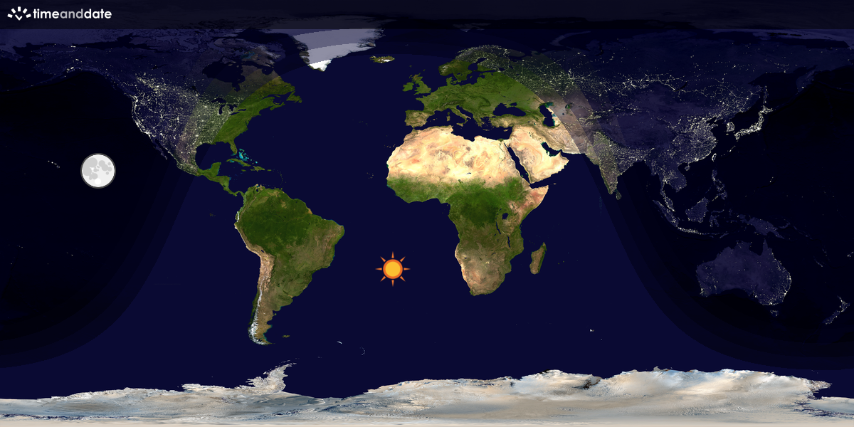 Verdenskart som viser dag og natt 