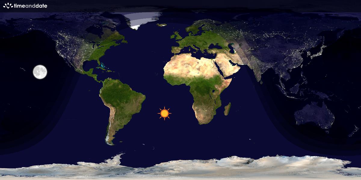 Verdenskart som viser dag og natt 