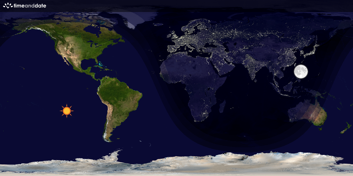 Verdenskart som viser dag og natt 