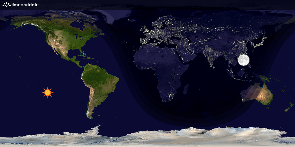 Verdenskart som viser dag og natt 