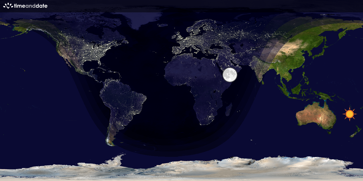 Verdenskart som viser dag og natt 