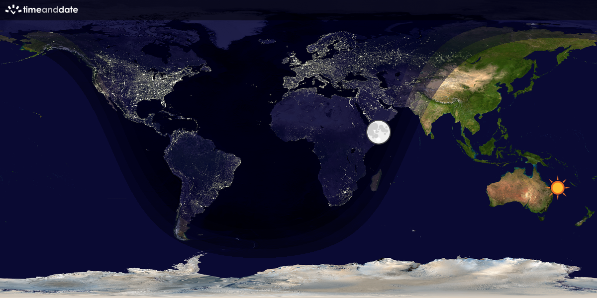 Verdenskart som viser dag og natt 
