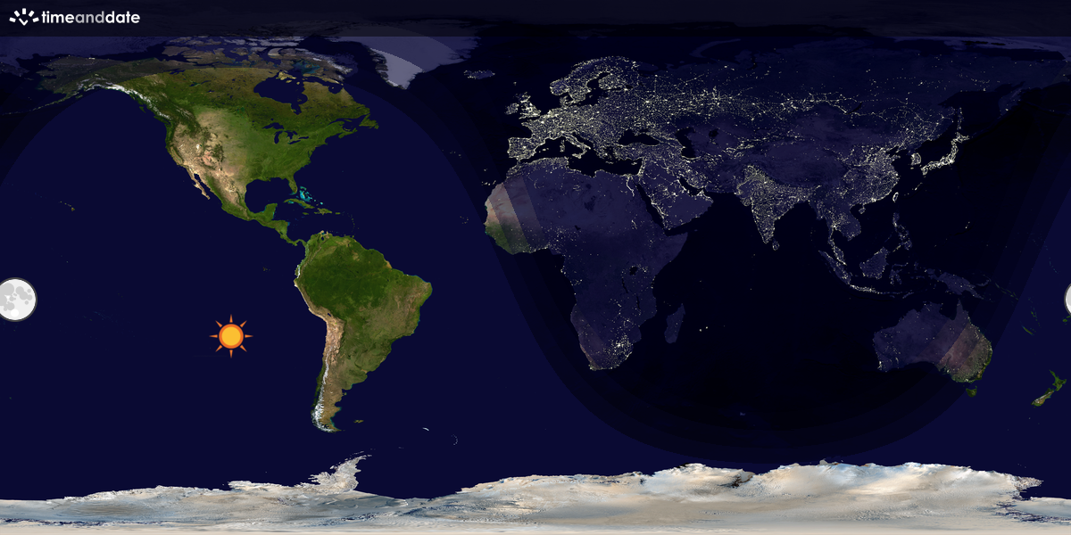 Verdenskart som viser dag og natt 