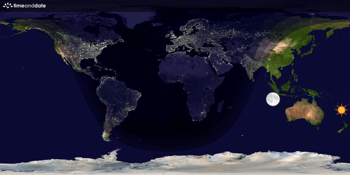 Verdenskart som viser dag og natt 