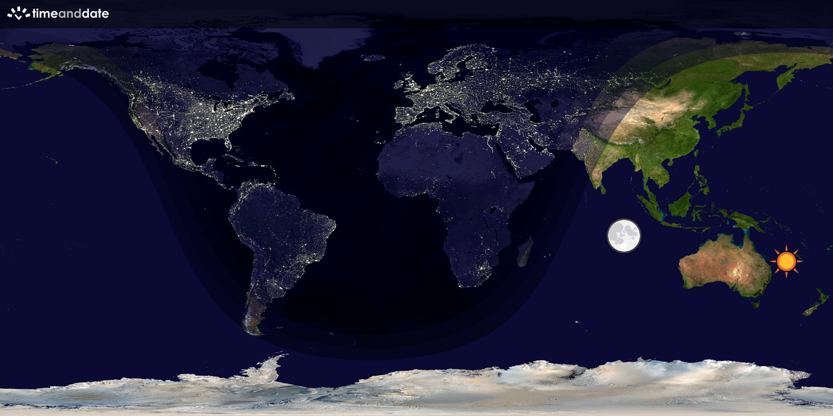 Verdenskart som viser dag og natt 