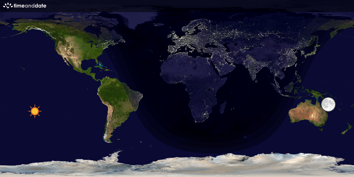 Verdenskart som viser dag og natt 