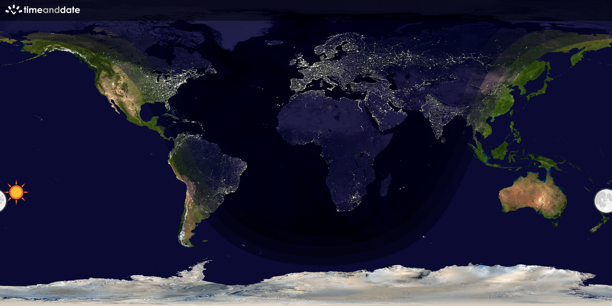 Verdenskart som viser dag og natt 