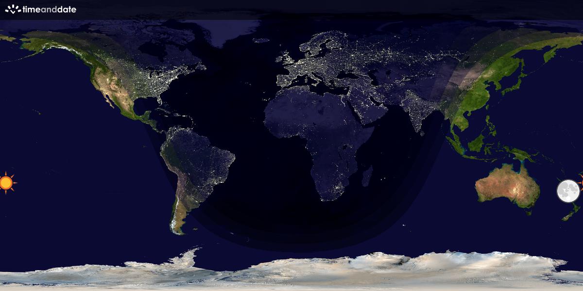 Verdenskart som viser dag og natt 