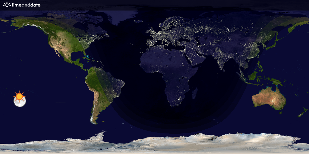 Verdenskart som viser dag og natt 