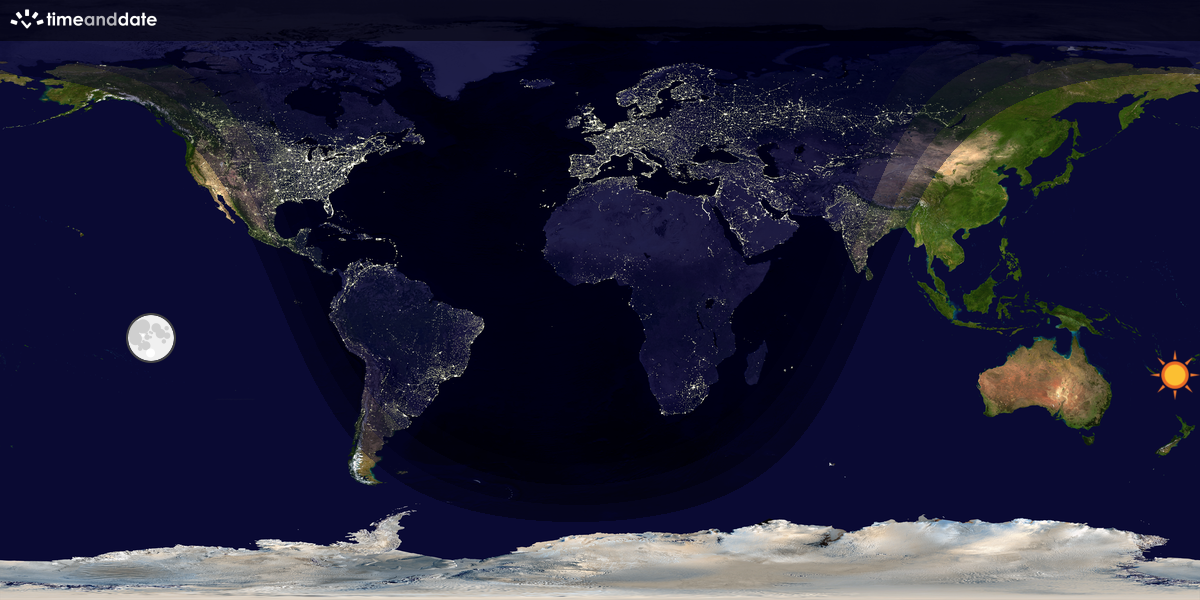 Verdenskart som viser dag og natt 