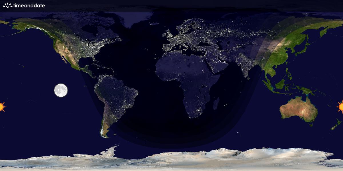Verdenskart som viser dag og natt 