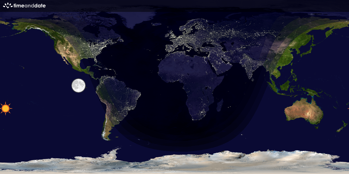 Verdenskart som viser dag og natt 
