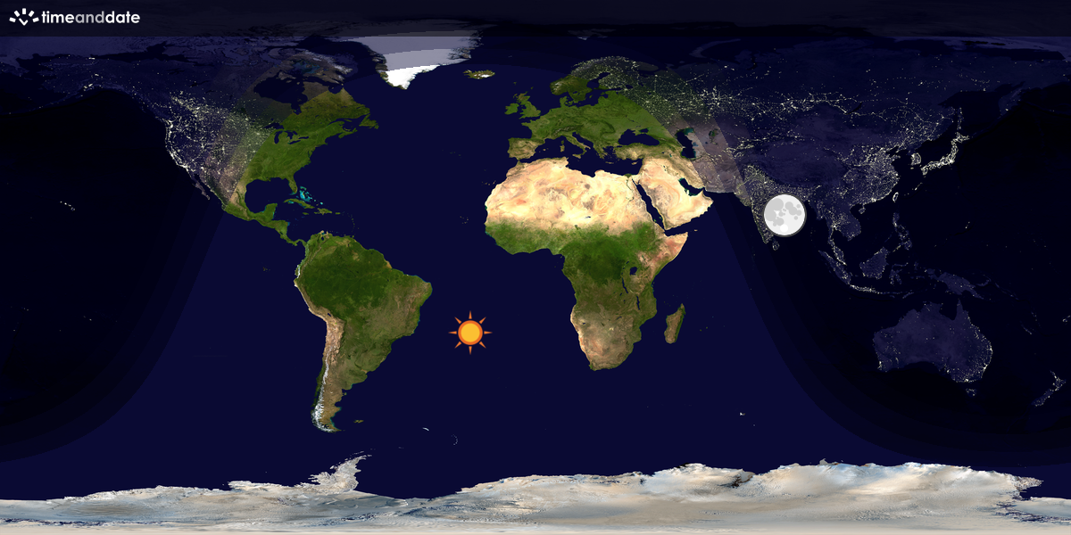 Verdenskart som viser dag og natt 