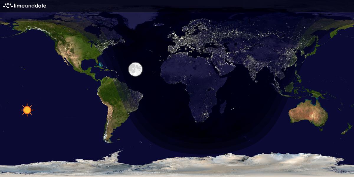 Verdenskart som viser dag og natt 