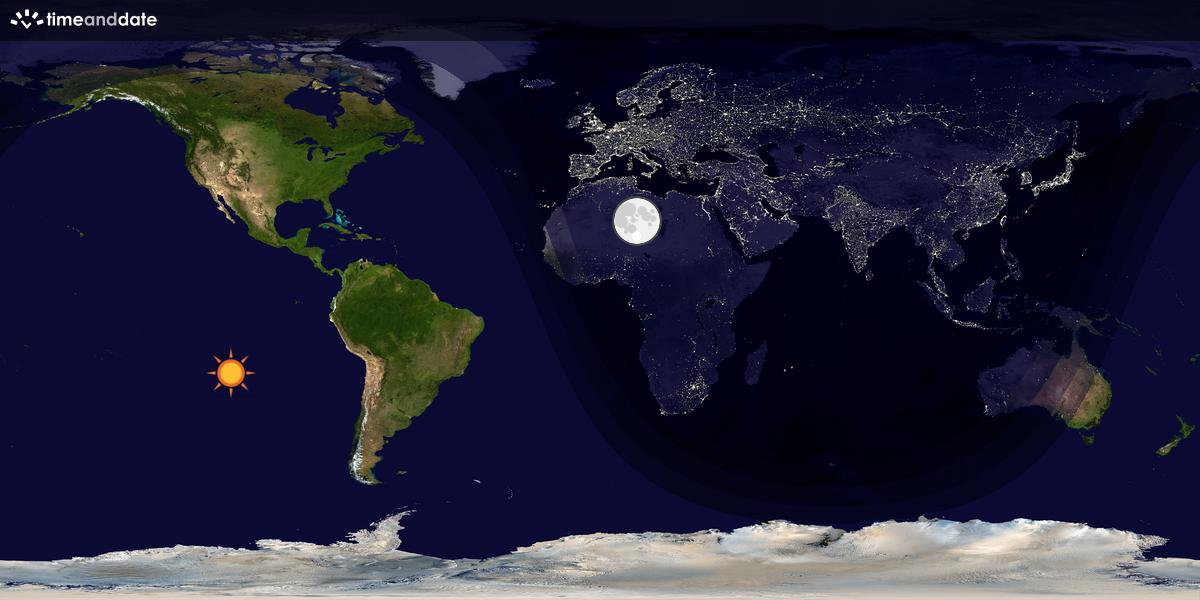 Verdenskart som viser dag og natt 