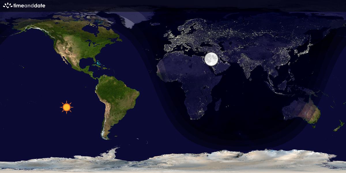 Verdenskart som viser dag og natt 