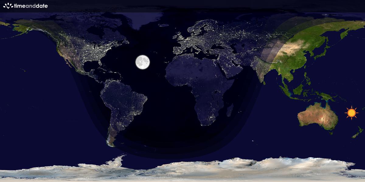 Verdenskart som viser dag og natt 