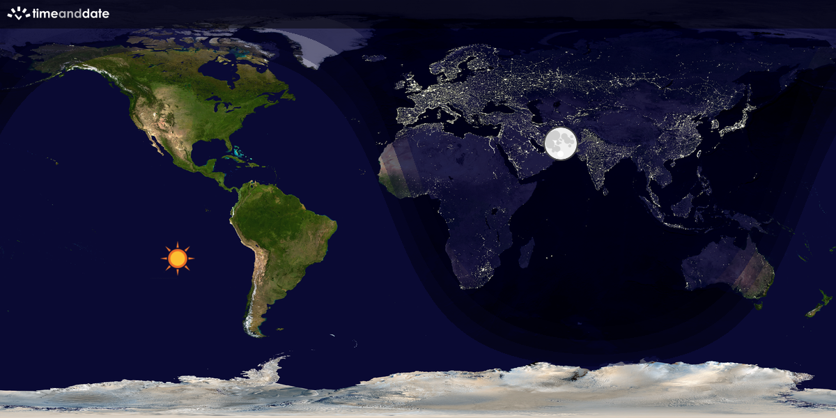 Verdenskart som viser dag og natt 