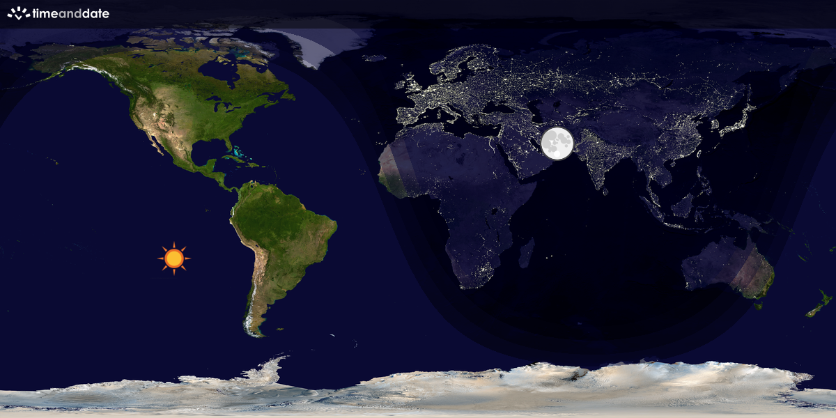 Verdenskart som viser dag og natt 