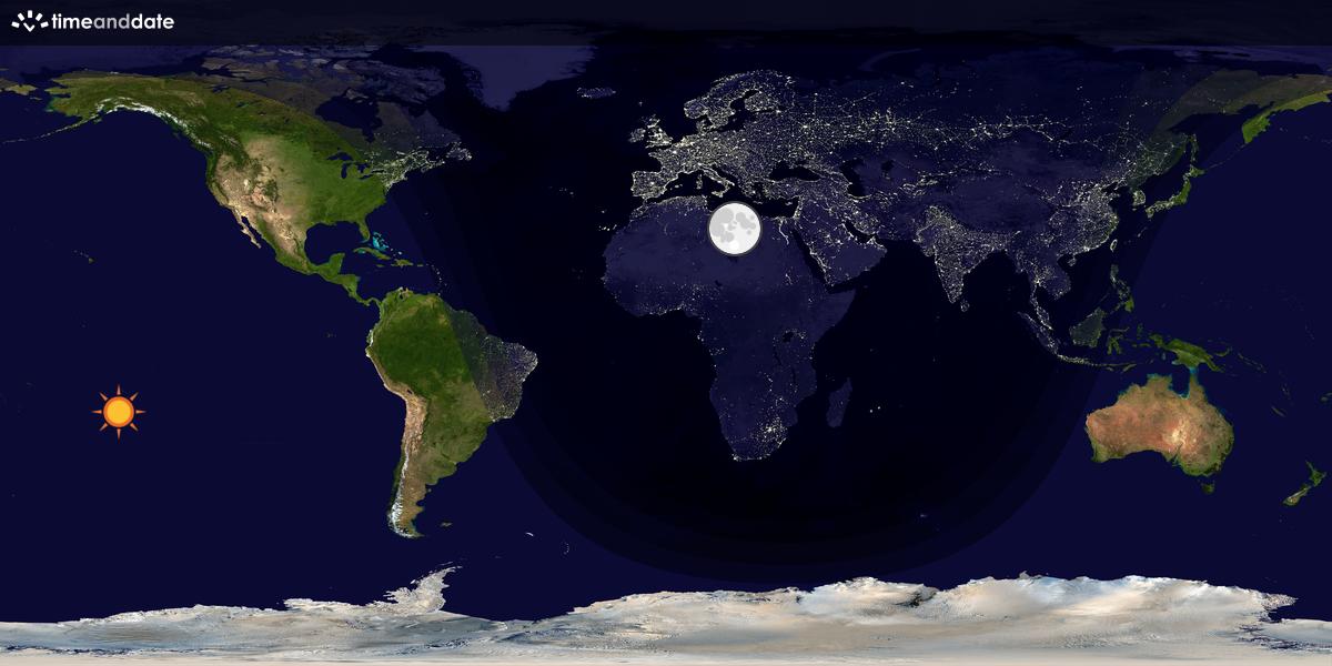 Verdenskart som viser dag og natt 