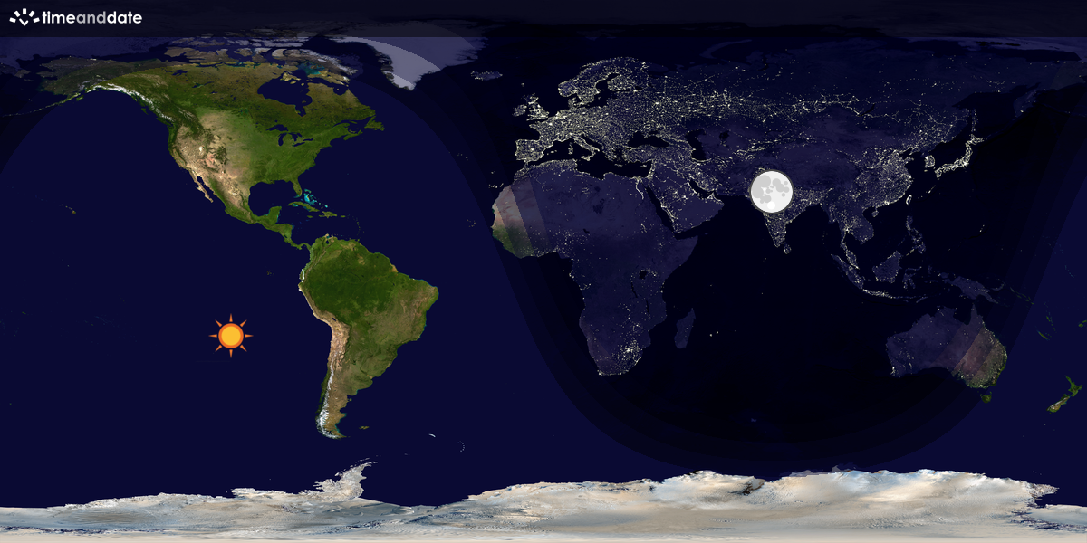 Verdenskart som viser dag og natt 