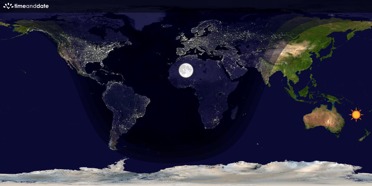Verdenskart som viser dag og natt 