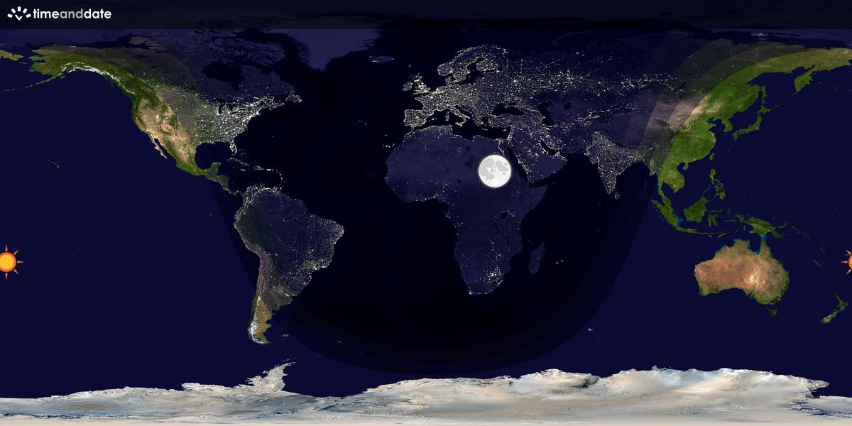 Verdenskart som viser dag og natt 