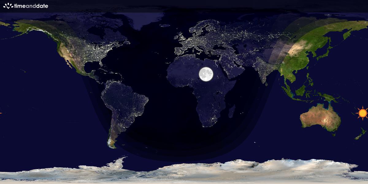 Verdenskart som viser dag og natt 