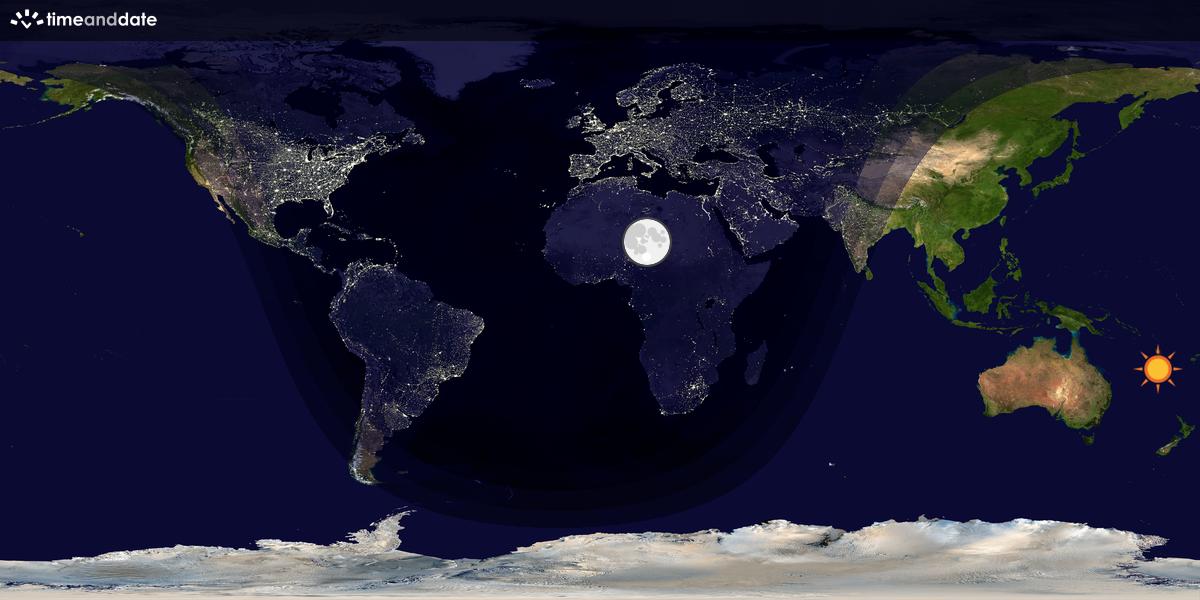 Verdenskart som viser dag og natt 