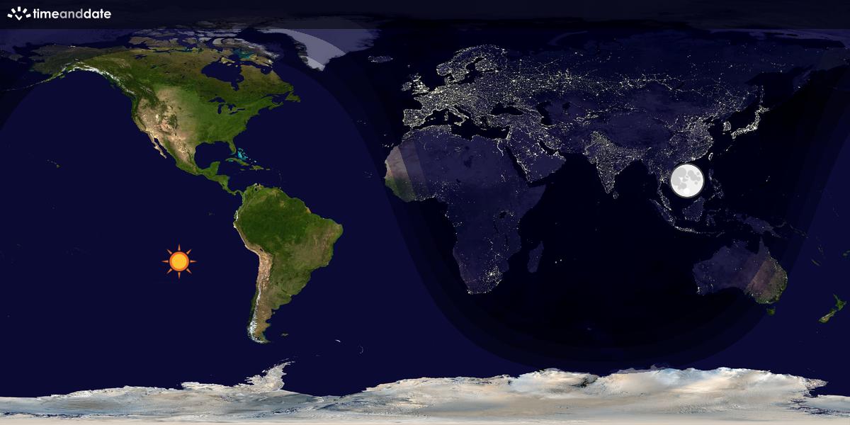 Verdenskart som viser dag og natt 