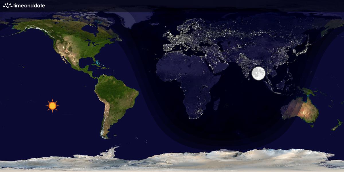 Verdenskart som viser dag og natt 