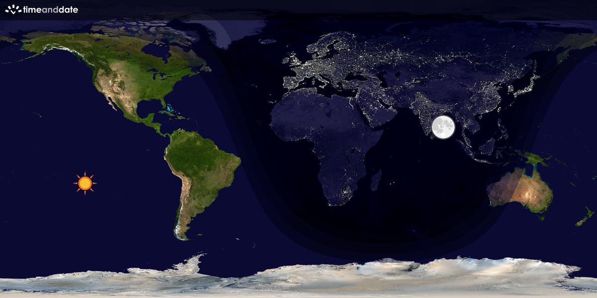 Verdenskart som viser dag og natt 