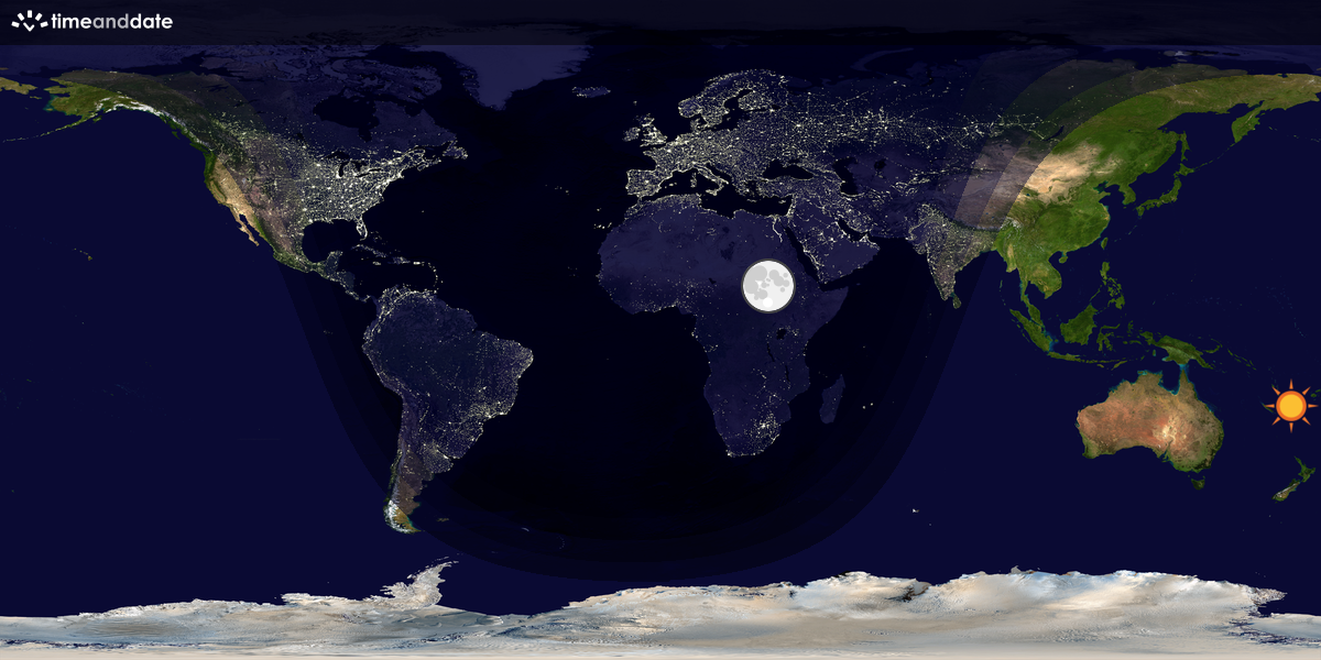 Verdenskart som viser dag og natt 