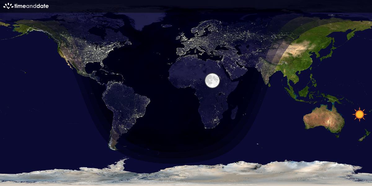 Verdenskart som viser dag og natt 