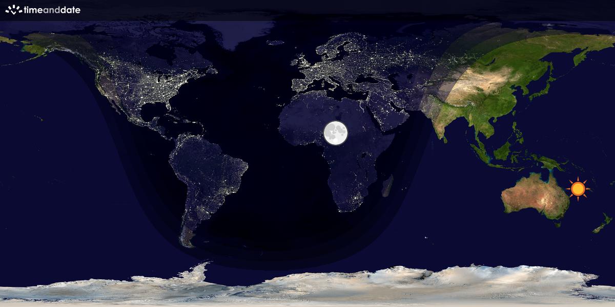 Verdenskart som viser dag og natt 