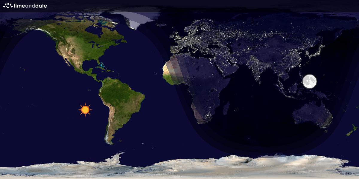 Verdenskart som viser dag og natt 
