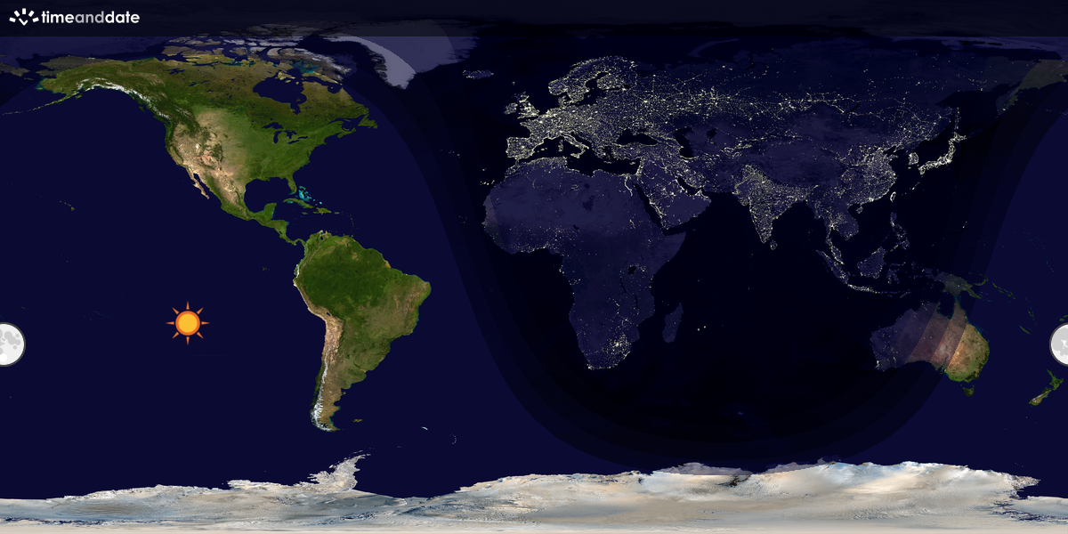 Verdenskart som viser dag og natt 