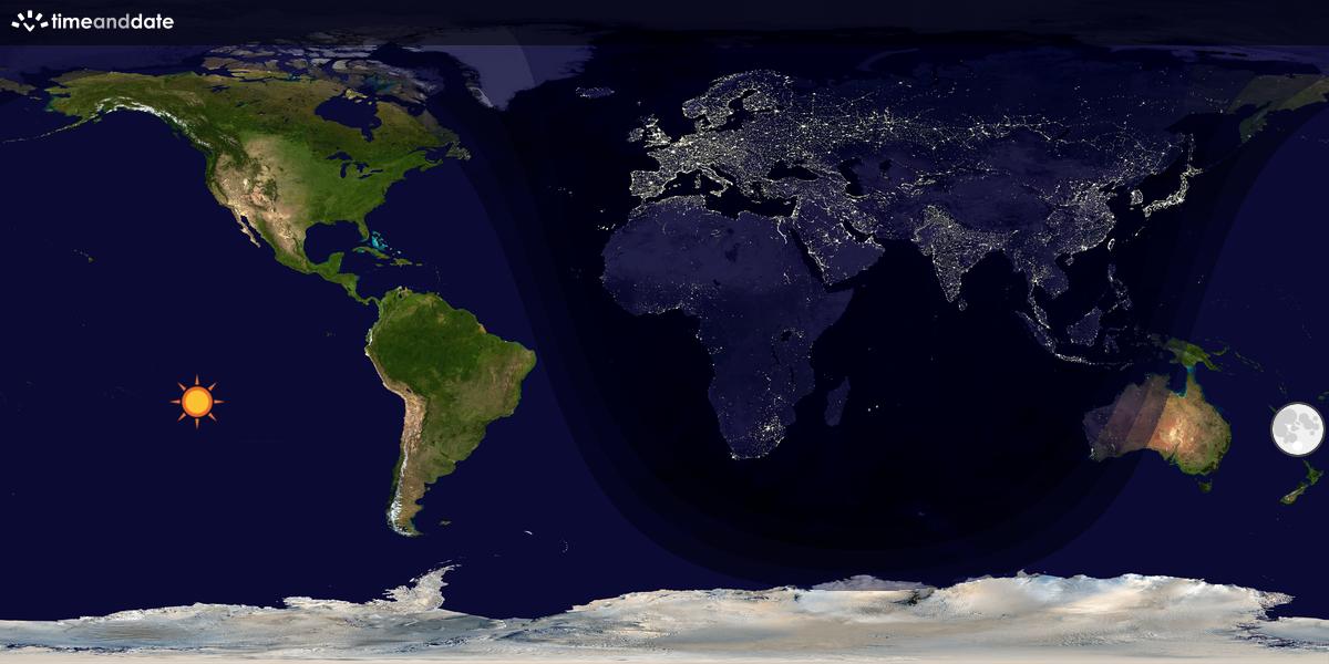 Verdenskart som viser dag og natt 