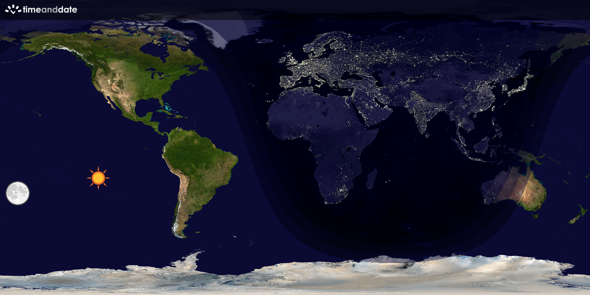 Verdenskart som viser dag og natt 