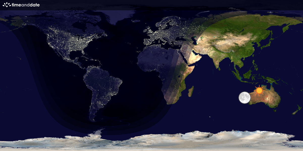 Verdenskart som viser dag og natt 