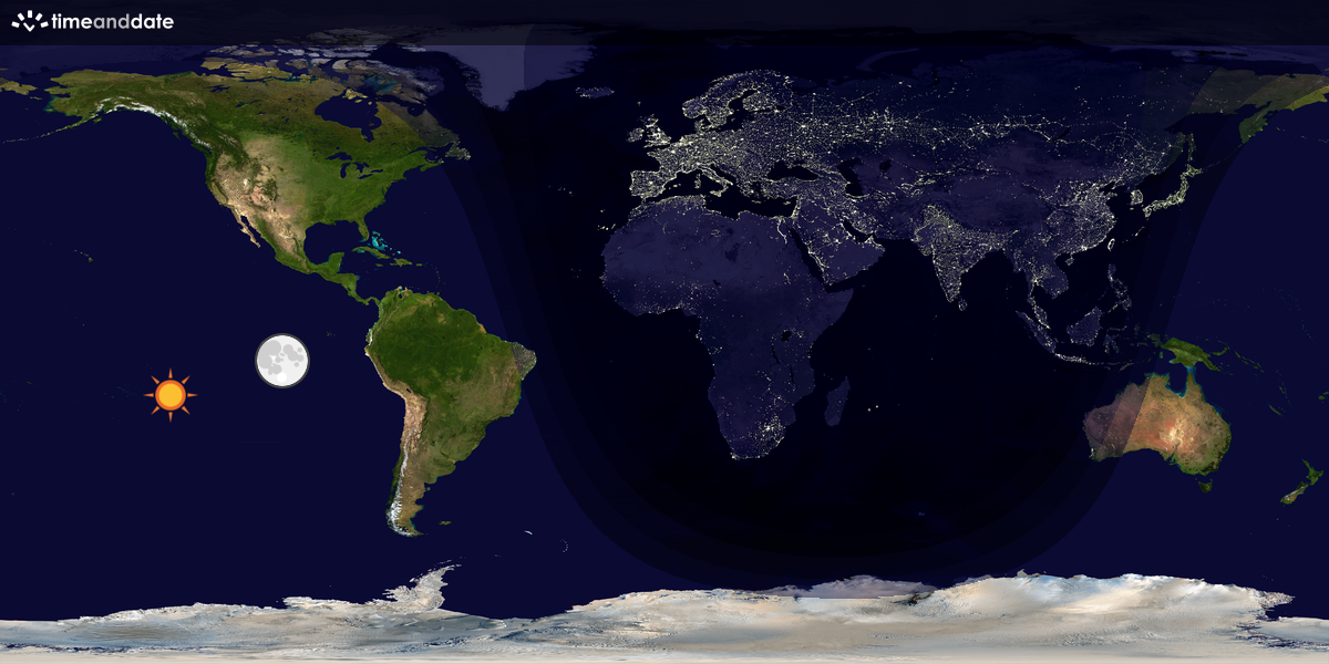 Verdenskart som viser dag og natt 
