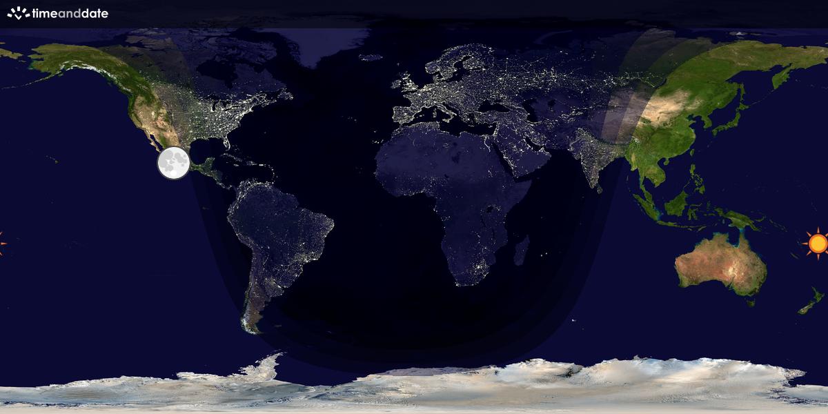 Verdenskart som viser dag og natt 