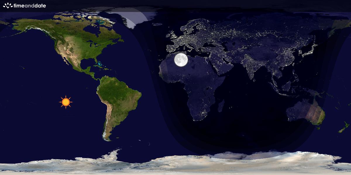 Verdenskart som viser dag og natt 