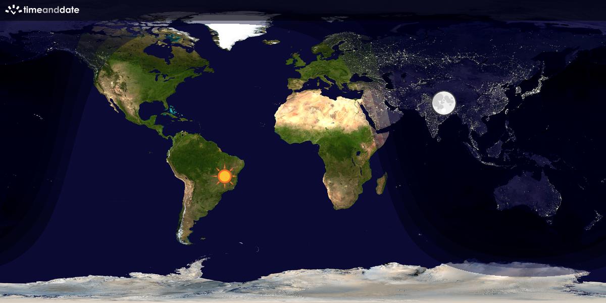 Verdenskart som viser dag og natt 